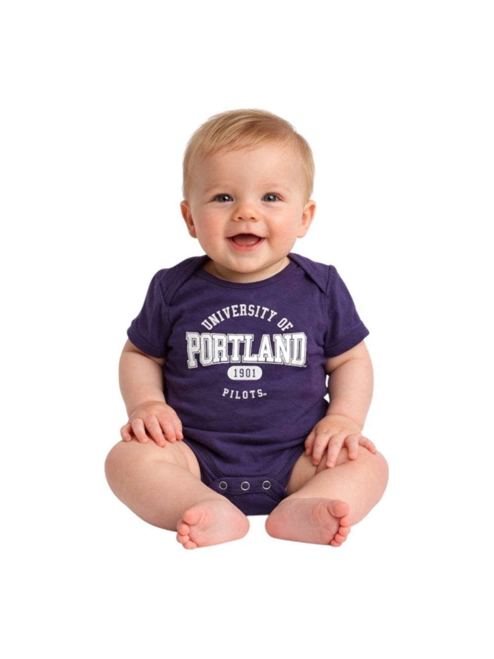 University of Portland Pilots Baby Onesie 6M Purple College Kids Bodysuit